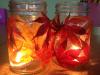 Mason Jar leaf candle holders
